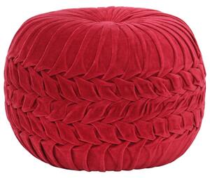 Taburetka červená 40x30 cm bavlnený zamat nariasený dizajn