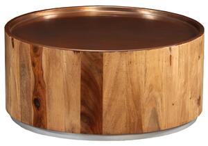 Konferenčný stolík, masívne sheeshamové drevo a oceľ, 68 cm