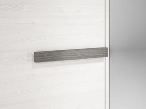 Šatníková skriňa so zrkadlom ILKO - šírka 183 cm, biela borovica / new grey