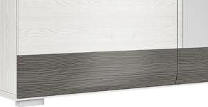 Šatníková skriňa so zrkadlom ILKO - šírka 183 cm, biela borovica / new grey