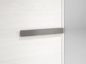 Šatníková skriňa so zrkadlom ILKO - šírka 163 cm, biela borovica / new grey