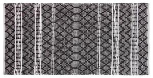 Koberec čierny a béžový pravá koža 80 x 150 cm nízky vlas geometrický vzor ručne obdĺžnikový