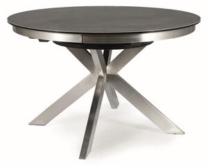 Rozkladací jedálenský stôl JUSTIAN - tmavo šedý / kartáčovaná oceľ