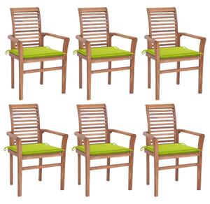 Jedálenské stoličky 6 ks jasnozelené podložky tíkový masív