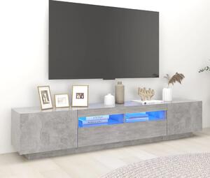 TV skrinka s LED svetlami betónovo-sivá 200x35x40 cm