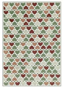 Koberec LITTLE HEARTS 1 hnedá/zelená, 140x200 cm