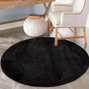 Dekorstudio Okrúhly jednofarebný koberec FANCY 647 - čierny Priemer koberca: 200cm