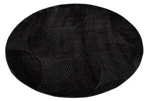 Dekorstudio Okrúhly jednofarebný koberec FANCY 647 - čierny Priemer koberca: 200cm