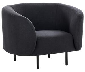 Kreslo čierne látkové čalúnenie čierne nohy zaoblené operadlo retro glamour art deco štýl