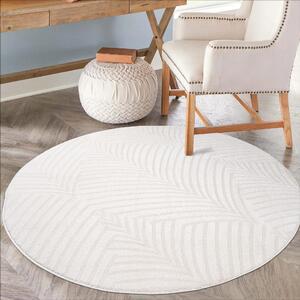 Dekorstudio Okrúhly jednofarebný koberec FANCY 648 - smotanovo biely Priemer koberca: 120cm