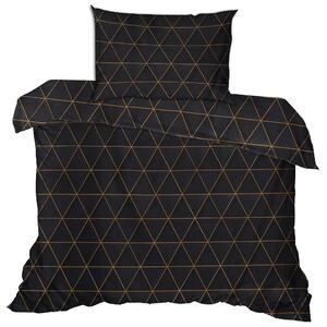 POSTEĽNÁ BIELIZEŇ, renforcé, čierna, zlatá, 155/220 cm - Online Only bytové doplnky, Online Only