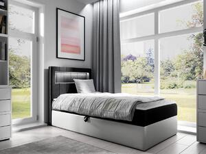 Kontinentálna jednolôžková posteľ 80x200 RAMIRA 1 - biela ekokoža / čierna, pravé prevedenie + topper ZDARMA