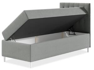 Boxspringová jednolôžková posteľ 90x200 PORFIRO 1 - biela ekokoža / červená, pravé prevedenie + topper ZDARMA
