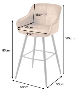 Dizajnová barová stolička Natasha hnedý zamat