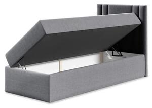 Americká jednolôžková posteľ 80x200 VITORIA MINI - grafitová ekokoža, pravé prevedenie + topper ZDARMA