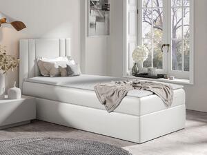 Americká jednolôžková posteľ 80x200 VITORIA MINI - biela ekokoža, pravé prevedenie + topper ZDARMA