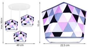 Závesné svietidlo GARO, 3x textilné tienidlo so vzorom (mix 3 farieb), (výber z 3 farieb konštrukcie), O