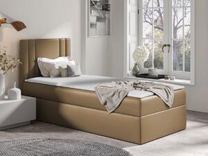 Americká jednolôžková posteľ 80x200 VITORIA MINI - hnedá ekokoža, pravé prevedenie + topper ZDARMA