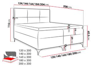 Americká jednolôžková posteľ 120x200 NIEVE - šedá + topper ZDARMA