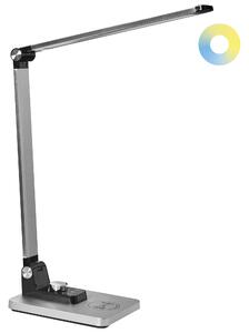Stolná LED lampa strieborná hliník syntetický materiál 3 režimy teploty plynulý stmievač bezdrôtová nabíjačka moderný štýl kancelária
