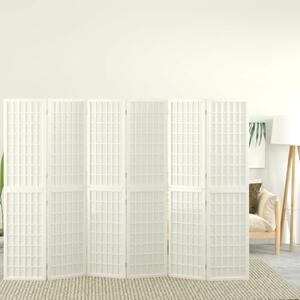Skladací paraván s 6 panelmi, japonský štýl 240x170 cm biely