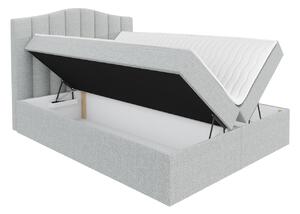 Boxspringová manželská posteľ 140x200 REYA - šedá ekokoža + topper ZDARMA