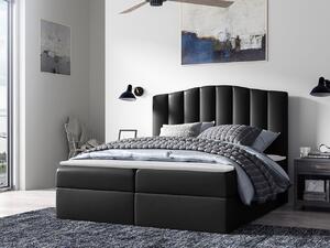 Boxspringová manželská posteľ 180x200 REYA - čierna ekokoža + topper ZDARMA