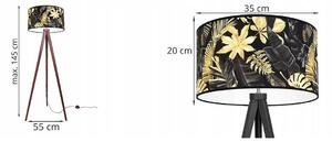 Stojacia lampa Gold Flowers, 1x čierne textilné tienidlo s kvetinovým vzorom, (výber zo 4 farieb konštrukcie), (fi 35cm)