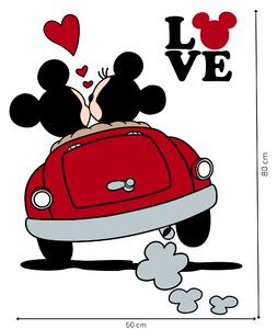 Samolepka na stenu "Mickey a Minnie v aute"