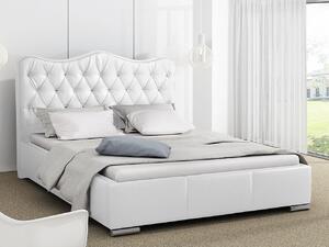 Čalúnená manželská posteľ 160x200 SALVADORA - biela ekokoža