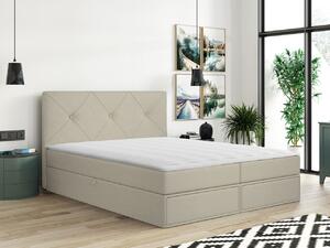 Kontinentálna manželská posteľ 140x200 LEYA - béžová + topper ZDARMA