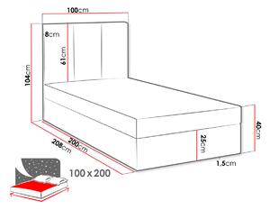 Kontinentálna detská posteľ 100x200 LOBO - zelená, ľavé prevedenie + topper ZDARMA