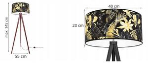 Stojacia lampa Gold Flowers, 1x čierne textilné tienidlo s kvetinovým vzorom, (výber zo 4 farieb konštrukcie), (fi 40cm)