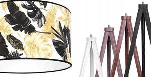 Podlahová lampa GOLD FLOWERS, 1x biele textilné tienidlo s kvetinovým vzorom, (výber zo 4 farieb konštrukcie), (fi 35cm)