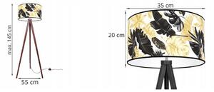 Stojacia lampa Gold Flowers, 1x biele textilné tienidlo s kvetinovým vzorom, (výber zo 4 farieb konštrukcie), (fi 35cm)