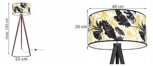 Stojacia lampa Gold flowers, 1x biele textilné tienidlo s kvetinovým vzorom, (výber zo 4 farieb konštrukcie), (fi 40cm)