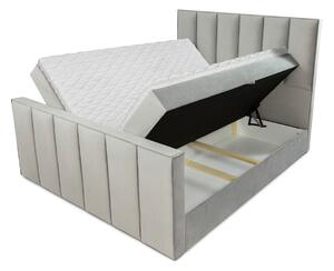 Boxspringová dvojlôžková posteľ 200x200 MARCELINO - šedá + topper ZDARMA