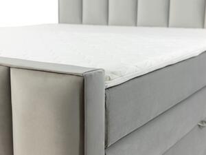 Boxspringová dvojlôžková posteľ 140x200 MARCELINO - šedá + topper ZDARMA