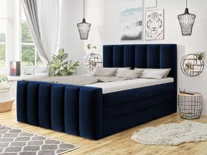 Boxspringová dvojlôžková posteľ 160x200 MARCELINO - modrá + topper ZDARMA