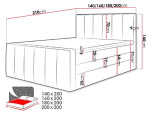Boxspringová dvojlôžková posteľ 200x200 MARCELINO - šedá + topper ZDARMA