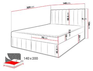 Kontinentálna dvojlôžková posteľ 140x200 MARCIAL - béžová + topper ZDARMA
