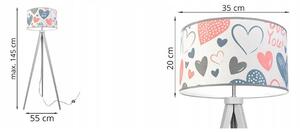 Detská podlahová lampa HEART, 1x biele textilné tienidlo so vzororm, (výber z 2 farieb konštrukcie), P