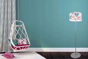 Detská podlahová lampa HEART, 1x biele textilné tienidlo so vzororm, (výber z 2 farieb konštrukcie), O, P