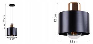 Závesné svietidlo PANTA, 1x čierne kovové tienidlo, (výber z 2 farieb uchytenia)