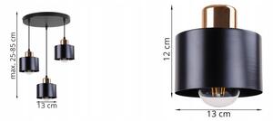 Závesné svietidlo Panta, 3x čierne kovové tienidlo, (výber z 2 farieb uchytenia), o