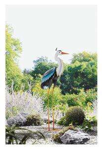 Livarno home Kovový dekoratívny vták (modro-biela volavka) (100371957)