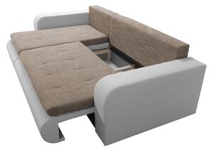 Rohová sedačka s úložným priestorom RAMIREZ - biela ekokoža / šedá