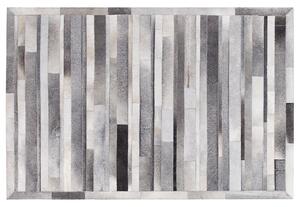 Koberec svetlosivý kožený 140 x 200 cm moderný patchworkový vzor ručne vyrobený