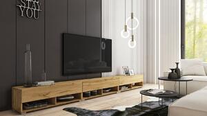 Televízny stolík 300 cm s LED osvetlením WILLA A - dub wotan