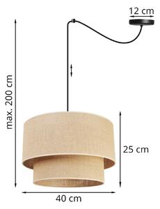 Závesné svietidlo Juta Spider, 1x jutové tienidlo, (výber z 2 farieb konštrukcie), (fi 40cm), t
